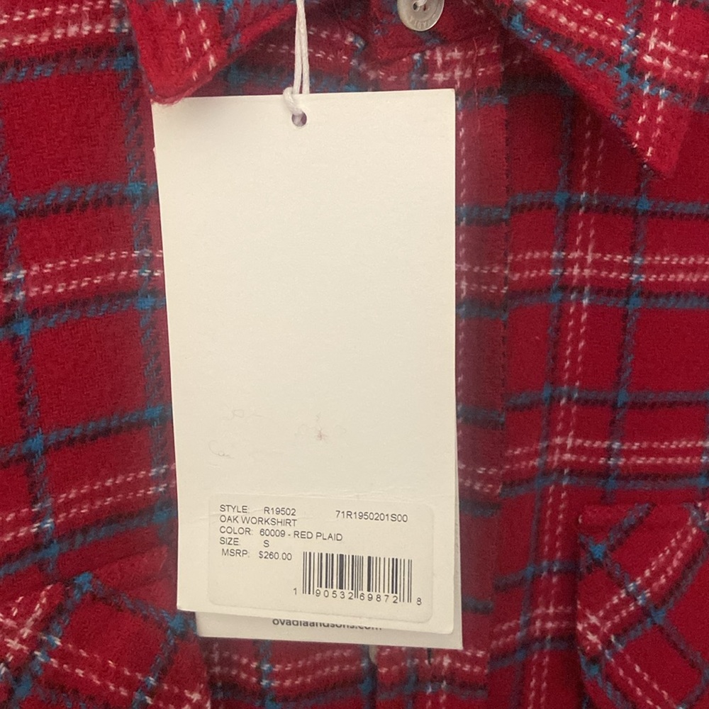 OVADIA Shacket. Red Plaid Oak Workshirt w/ Pockets Men’s Small - Picture 3 of 8